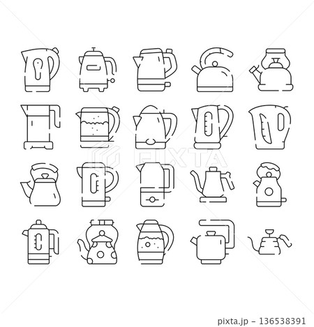 Kettles different shapes icons set 136538391