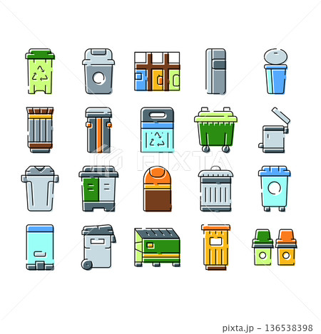 Recycling and waste sorting bins collection Recycling and waste sorting bins collection 136538398