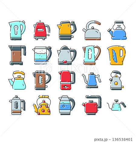 Kettle appliances brewing tea and coffee drinks Kettle appliances brewing tea and coffee drinks 136538401
