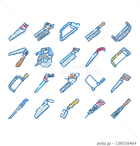 Carpentry and renovation hand saw tools collection 136538464