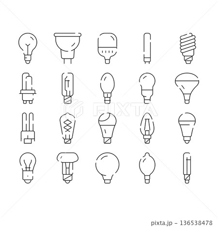 Light bulb collection of various energy efficient lamps 136538478