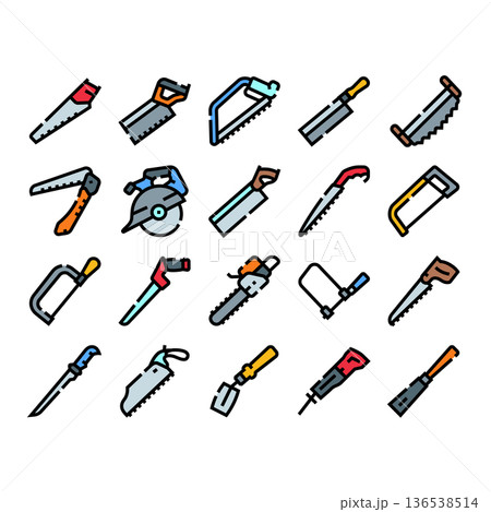 Saw tools pattern representing construction and carpentry equipment 136538514