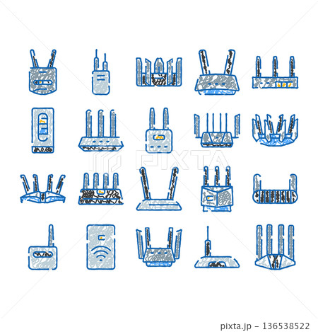 Wifi router and modem connectivity icon set 136538522