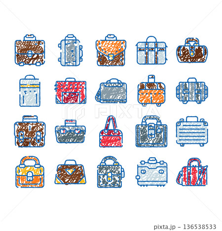 Variety of travel luggage bags doodle icons set 136538533