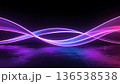 Futuristic abstract composition of luminous light ribbons flowing through dark digital space. 136538538