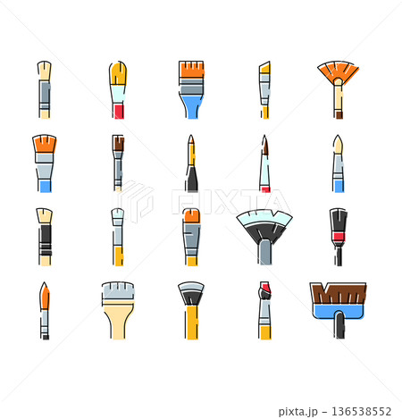 Various paint brushes set for artistry and creativity 136538552