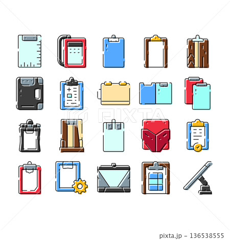 Various clipboards collecting documents and paper for organization Various clipboards collecting documents and paper for organization 136538555