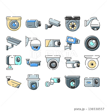 Security cameras surveillance system various types icons 136538557