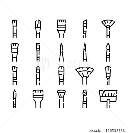 Artistic painting tools collection with different brush types 136538588