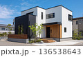 シンプルな日本の二階建て住宅、戸建て住宅 136538643