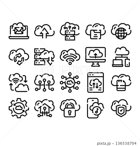 Cloud computing data storage network server...のイラスト素材 [136538704] - PIXTA