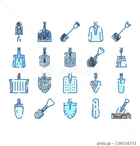 Garden and construction tools spade shovel trowel set 136538731