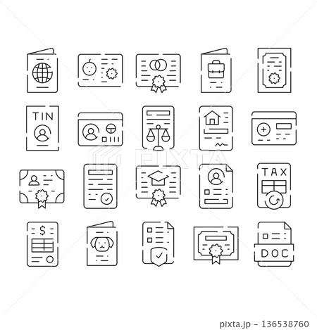 Official identification documents and legal paperwork collection 136538760