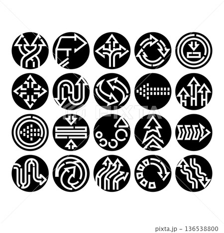 Arrow icons collection with various directions and movements 136538800
