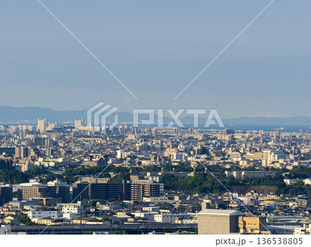 五月山から眺める街並みと大阪湾の風景 136538805