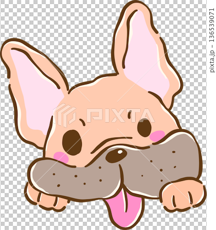 Cute shocked french bulldog face cartoon character hand drawn whimsical expression blep tongue out sticker Cute shocked french bulldog face cartoon character hand drawn whimsical expression blep tongue out sticker 136539071