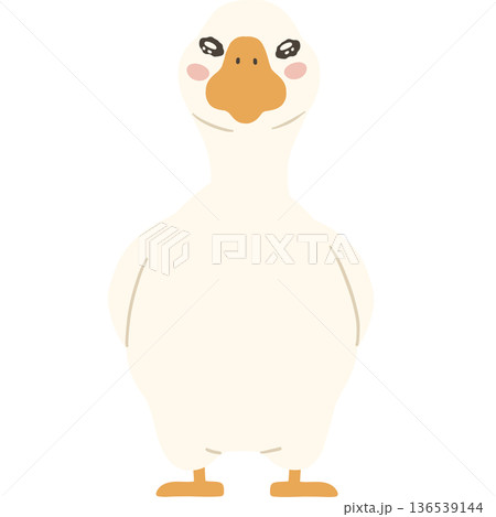 White goose cute funny cartoon flat design illustration. 136539144
