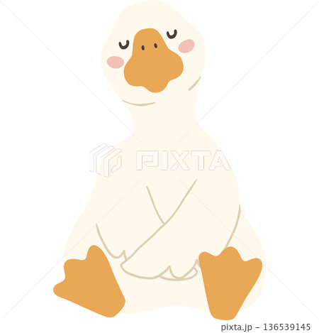 White goose cute funny cartoon flat design illustration. White goose cute funny cartoon flat design illustration. 136539145