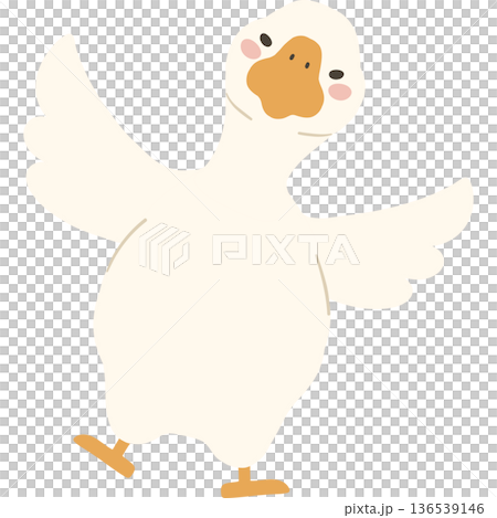 White goose cute funny cartoon flat design illustration. White goose cute funny cartoon flat design illustration. 136539146