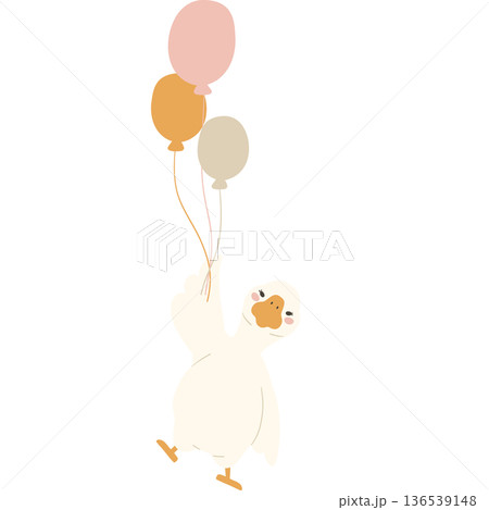 White goose cute funny cartoon flat design illustration. 136539148
