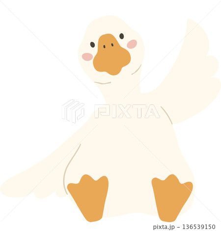 White goose cute funny cartoon flat design illustration. White goose cute funny cartoon flat design illustration. 136539150