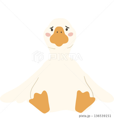 White goose cute funny cartoon flat design illustration. White goose cute funny cartoon flat design illustration. 136539151