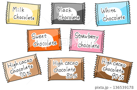 ゆるめシンプルいろいろチョコレートセット　ベタ塗り 136539178