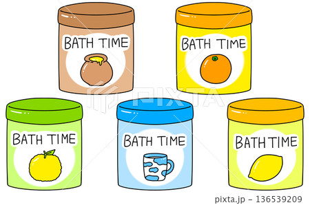 ゆるめシンプルな入浴剤ボトルセット1　ベタ塗り 136539209