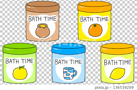 ゆるめシンプルな入浴剤ボトルセット1　ベタ塗り 136539209