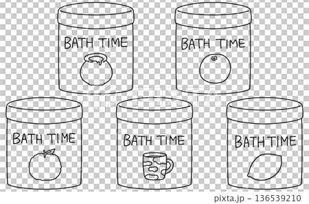 Simple and easy bath salts bottle set 1 Line drawing 136539210