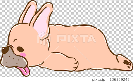 Cute French Bulldog Lying Down sploot Illustration Cute French Bulldog Lying Down sploot Illustration 136539245