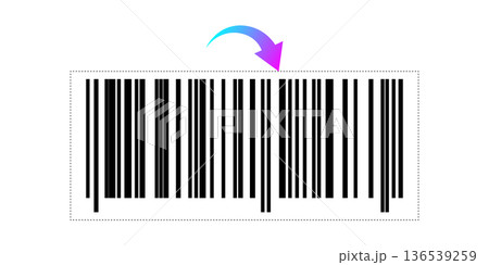 Barcode Illustration With Arrow Pointer, Product Code Graphic for Retail Inventory and Scanning Applications Barcode Illustration With Arrow Pointer, Product Code Graphic for Retail Inventory and Scanning Applications 136539259