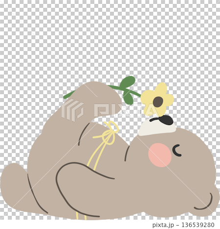 Spring Bear Coquette Joyful Spring Garden Nature cute cartoon flat design illustration 136539280