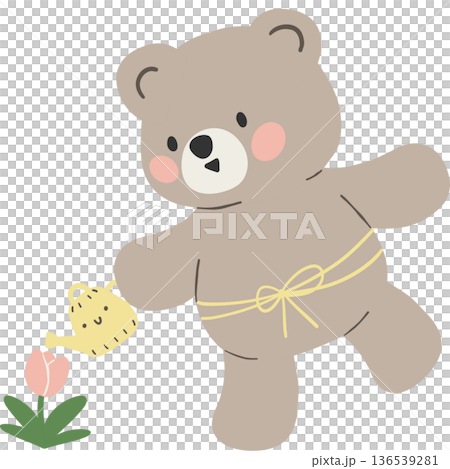 Spring Bear Coquette Joyful Spring Garden Nature cute cartoon flat design illustration Spring Bear Coquette Joyful Spring Garden Nature cute cartoon flat design illustration 136539281