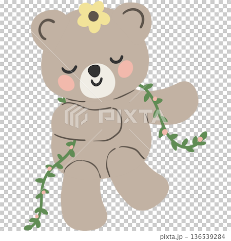 Spring Bear Coquette Joyful Spring Garden Nature cute cartoon flat design illustration Spring Bear Coquette Joyful Spring Garden Nature cute cartoon flat design illustration 136539284