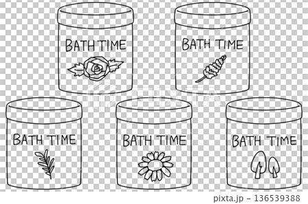 簡單易用的浴鹽瓶組 2 線條圖 簡單易用的浴鹽瓶組 2 線條圖 136539388