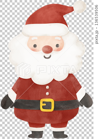 Christmas Santa claus playful hand drawing cartoon character watercolor illustration 136539506