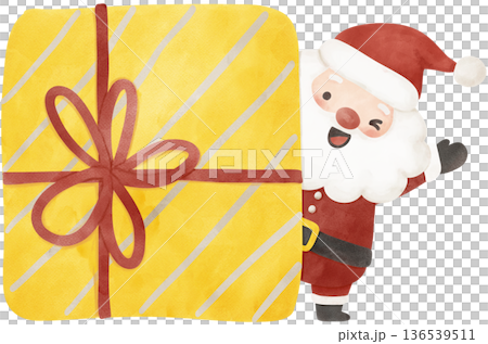 Christmas Santa claus playful hand drawing cartoon character watercolor illustration 136539511
