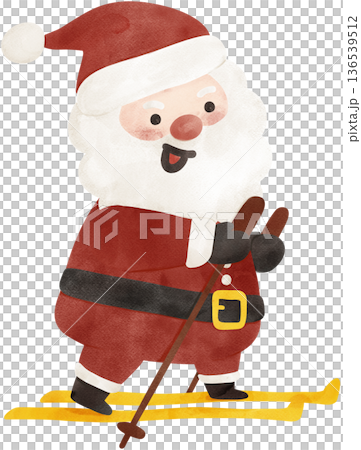 Christmas Santa claus playful hand drawing cartoon character watercolor illustration 136539512