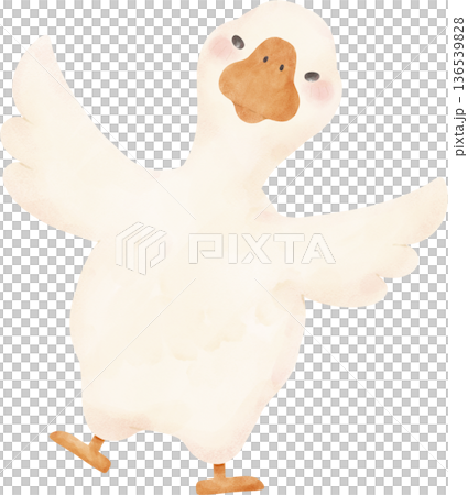 Goose hand drawing Soft Watercolor Clipart Cute Goose Poses Illustration 136539828