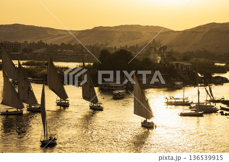 夕暮れのナイル川 136539915