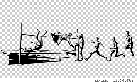 High jump silhouettes: polygonal blocky design (vector material) High jump silhouettes: polygonal blocky design (vector material) 136540868
