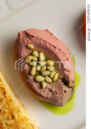 Chicken liver pate with pine nuts 136540914