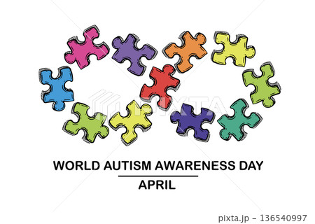 Autism Awareness Day, colorful Puzzle Design, hand drawn. Template for Poster, Banner, Flyer. Autism Awareness Day, colorful Puzzle Design, hand drawn. Template for Poster, Banner, Flyer. 136540997