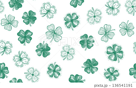 St. Patricks Day, clover set on white. Hand drawn illustrations St. Patricks Day, clover set on white. Hand drawn illustrations 136541191