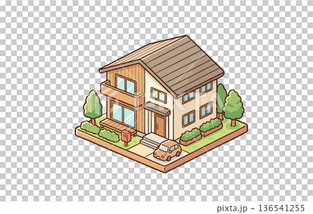 等距獨立式住宅 我的家外觀插圖素材 136541255