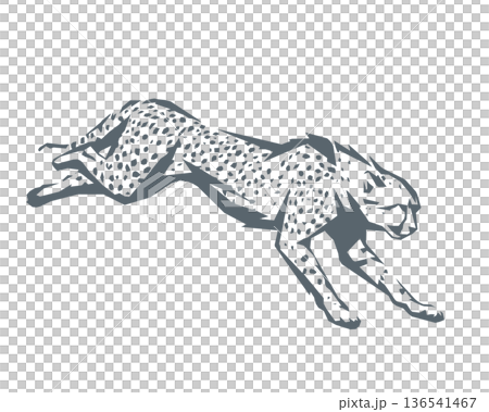 走るチーターのシルエット　角ばったポリゴンスタイル 136541467