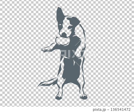 Silhouette of a dog chasing a ball - Angular polygon style 136541472