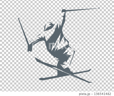 Silhouette of a skier skiing in angular polygon style Silhouette of a skier skiing in angular polygon style 136541482