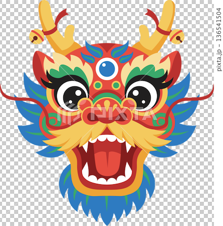 Chinese Dragon Dance Head Cartoon 136541504